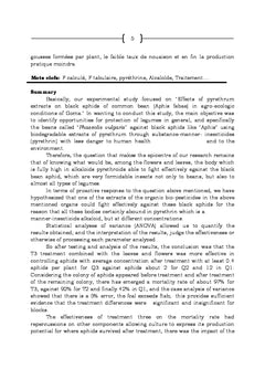 Effets d'extraits du pyrèthre sur les pucerons noirs du haricot commun