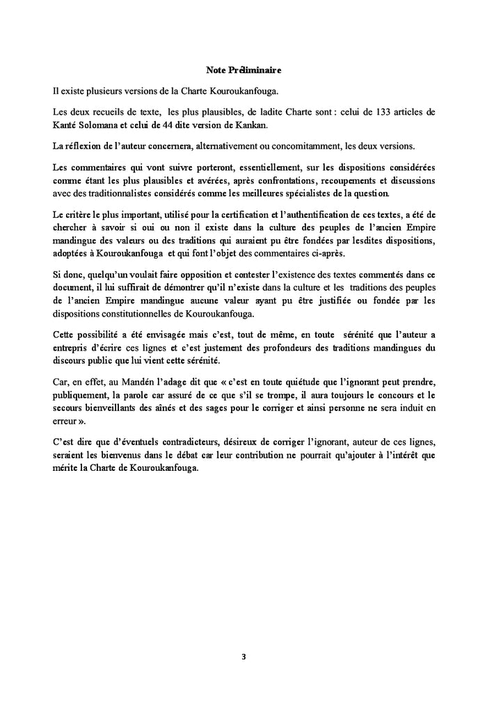 Valeurs de Civilisation de la Charte de Kouroukanfouga