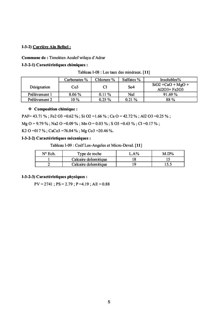 Formulation du beton A base des materiaux locaux. (Granulats d'Adrar)
