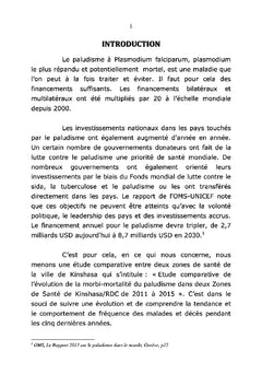 Etude comparative de l'évolution de la morbi-mortalité du paludisme