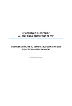 Le contrôle budgétaire au sein d'une entreprise de BTP
