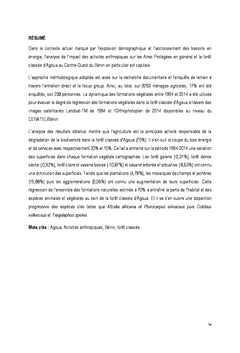 Analyse de l'impact des activités anthropiques sur la forêt d'Agoua