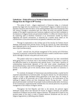 Catholicisme-forces politiques au Nord-Cameroun
