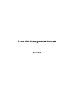 Le contrôle des conglomérats financiers
