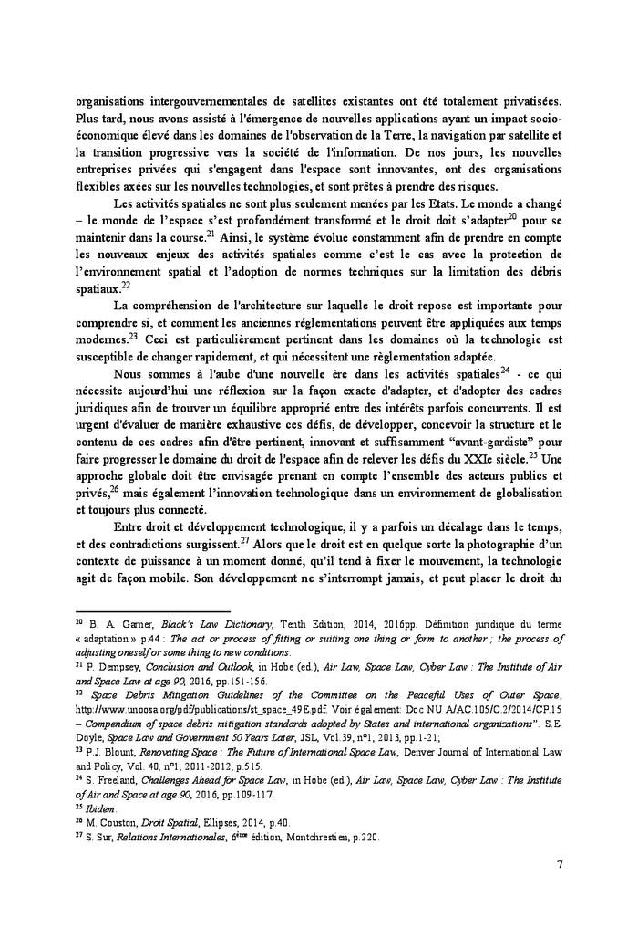 L'adaptation du droit de l'espace aux nouveaux défis en 2067