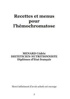 Recettes et menus pour l'hémochromatose