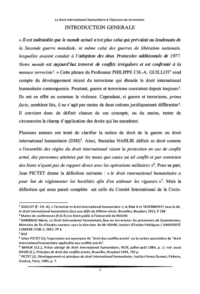 Le droit international humanitaire à l'épreuve du terrorisme