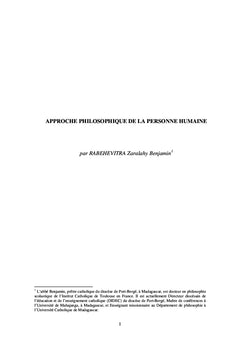 Regard philosophique de la personne humaine
