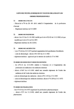 Les ordres professionnels en Tunisie