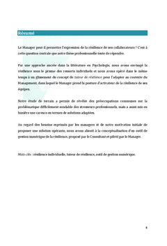 La résilience psychologique dans la relation Manager/Managé