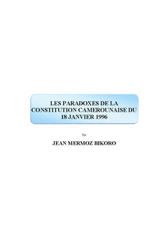 Les paradoxes de la Constitution camerounaise du 18 janvier 1996