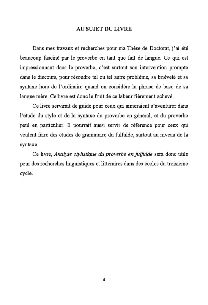 Analyse stylistique du proverbe en fulfulde