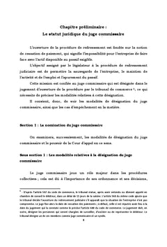 Le rôle du juge commissaire dans les procédures collectives