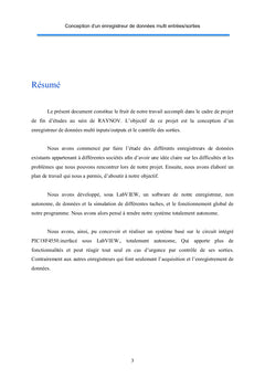 Conception et réalisation d'un enregistreur de données multi entrées/s