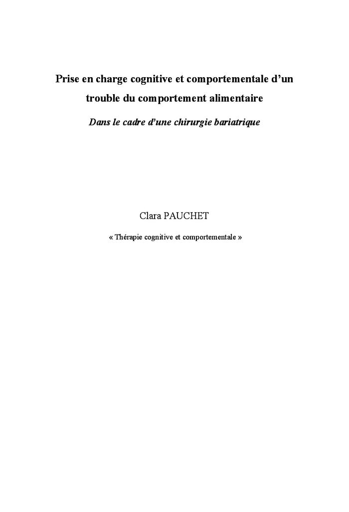 TCC et Trouble du Comportement Alimentaire