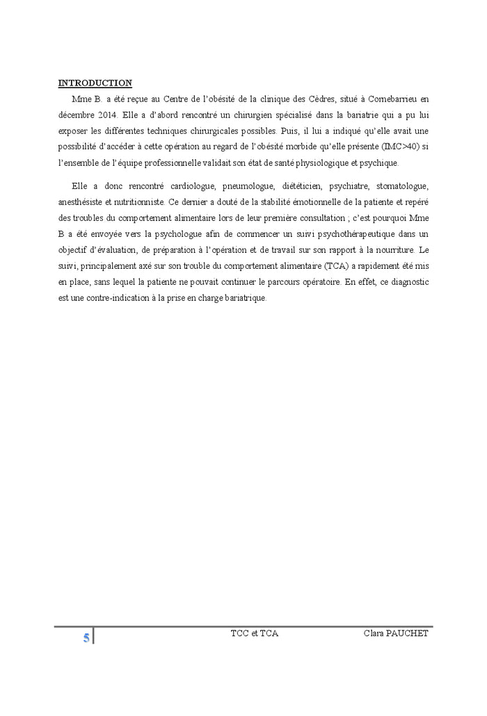 TCC et Trouble du Comportement Alimentaire