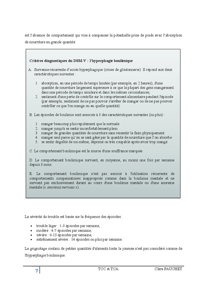 TCC et Trouble du Comportement Alimentaire
