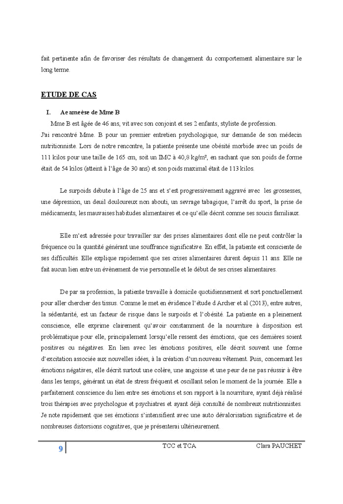 TCC et Trouble du Comportement Alimentaire