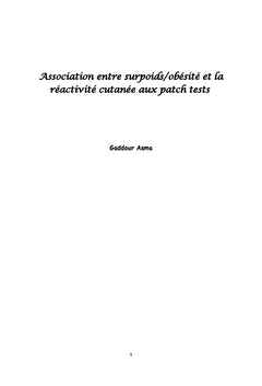 Association entre surpoids/obésité et la réactivité cutanée aux patch