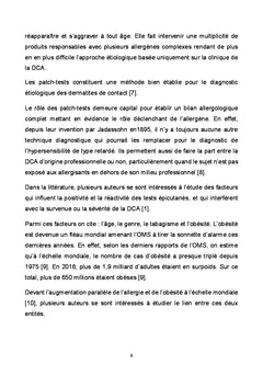 Association entre surpoids/obésité et la réactivité cutanée aux patch