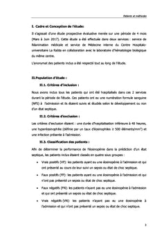Éosinopénie et Sepsis