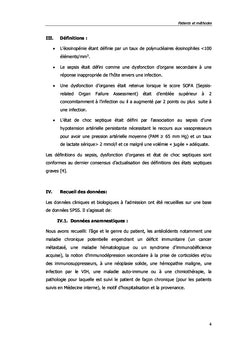 Éosinopénie et Sepsis