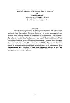 La Performance du Système Fiscal Camerounais au Scanner