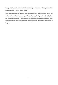 Tumeurs congénitales et malformations de la cavité buccale