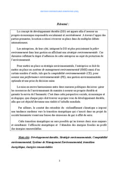 Les Pratiques De L'economie Verte Au Profit De L'environnement