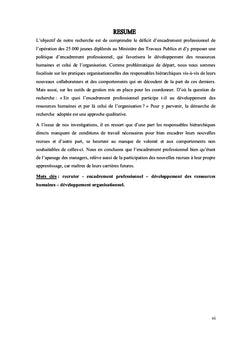 L'encadrement professionnel des nouvelles recrues