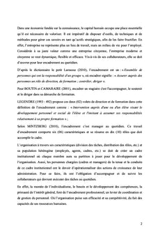 L'encadrement professionnel des nouvelles recrues