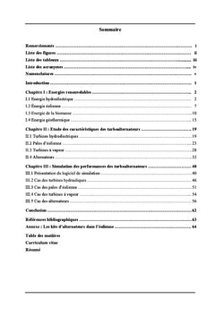 Etude des performances des turboalternateurs