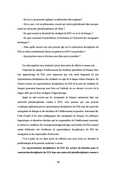 Représentations disciplinaires du FLE dans une université pluridisciplinaire