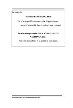 Manuel pratique de la vidéonystagmographie