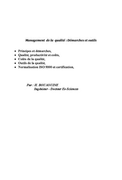 Management de la qualité: Démarches et outils