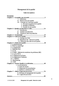 Management de la qualité: Démarches et outils
