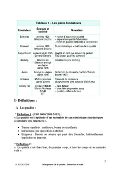 Management de la qualité: Démarches et outils