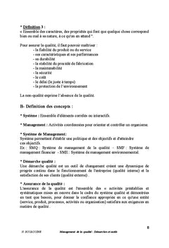 Management de la qualité: Démarches et outils