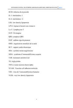 Les atteintes cardiovasculaires dans l'infection par le VIH aux C.U.K