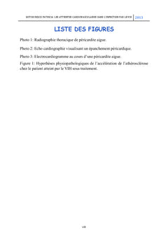 Les atteintes cardiovasculaires dans l'infection par le VIH aux C.U.K
