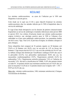 Les atteintes cardiovasculaires dans l'infection par le VIH aux C.U.K