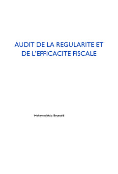 Audit de la régularité et de l'efficacité fiscale