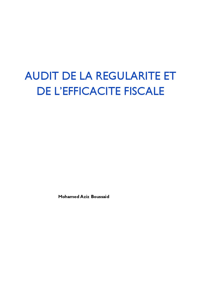 Audit de la régularité et de l'efficacité fiscale