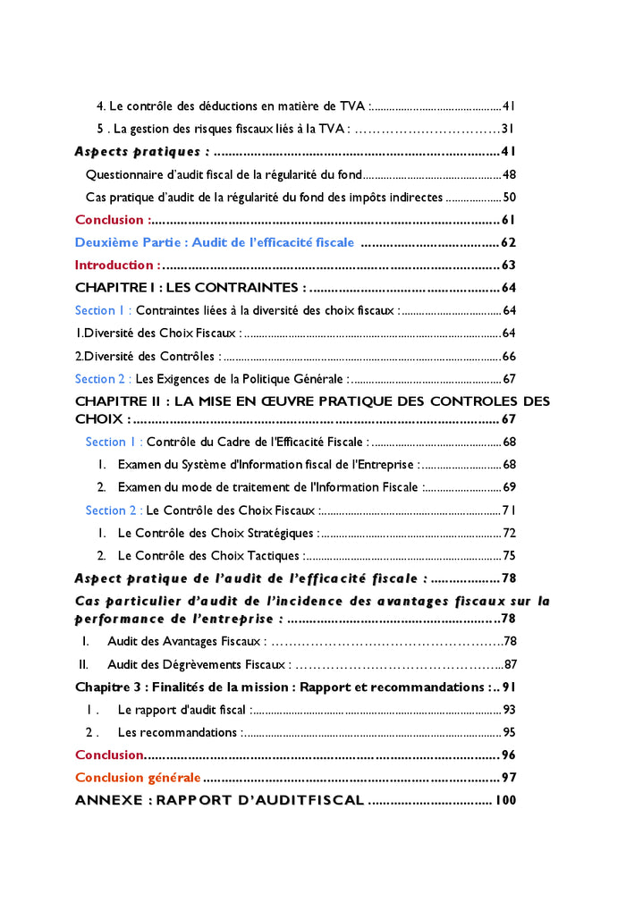 Audit de la régularité et de l'efficacité fiscale