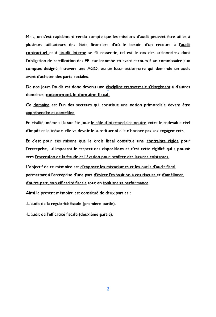 Audit de la régularité et de l'efficacité fiscale