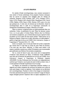 Le français en situation de diglossie au Nigeria