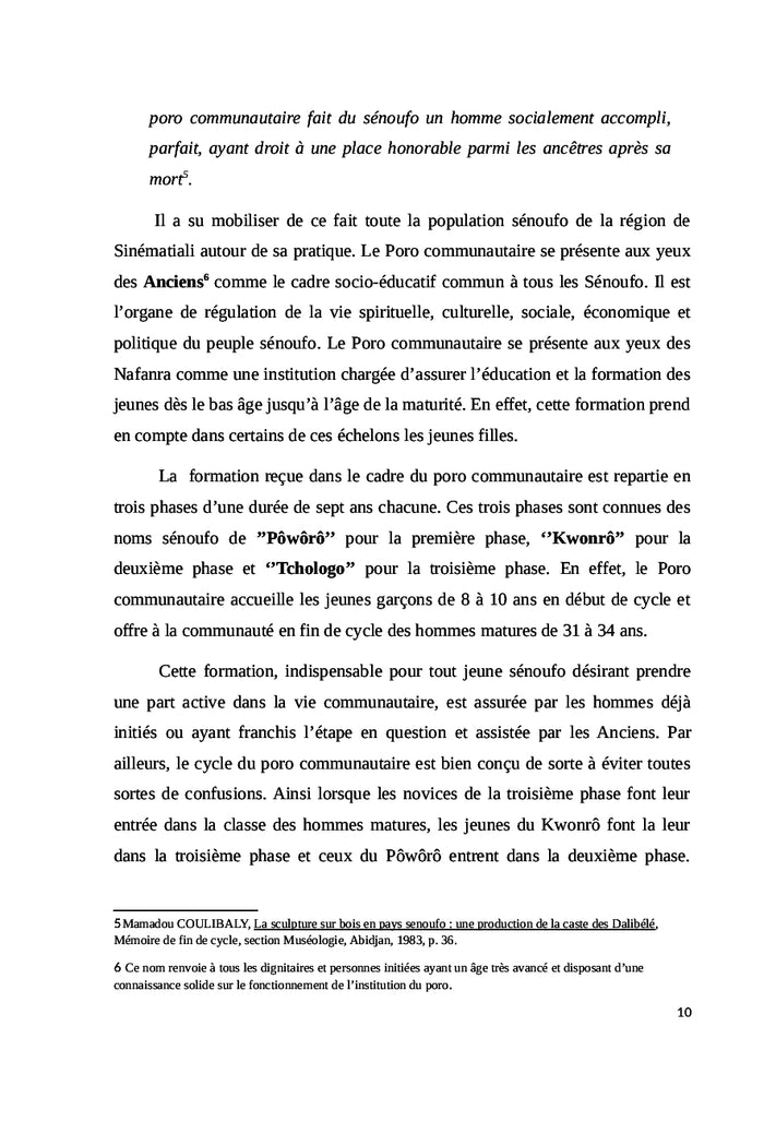 Poro et Bois sacré en pays sénoufo, des origines à nos jours