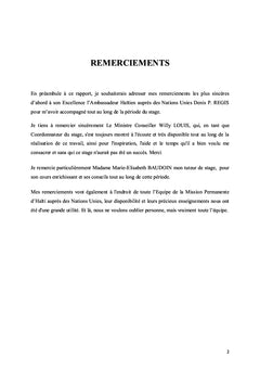 Rapport de stage à l'ONU Haiti/New York
