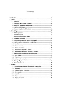 Caractéristiques techno-fonctionnelles de la gélatine bovine
