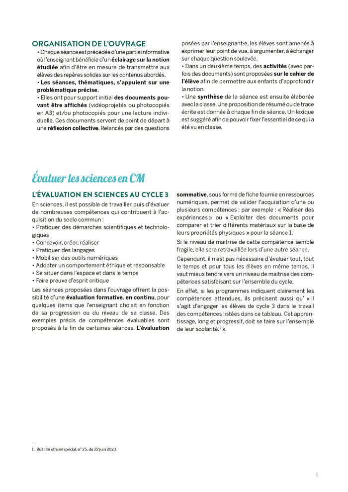 Comprendre le monde - Sciences CM1 programme 2023